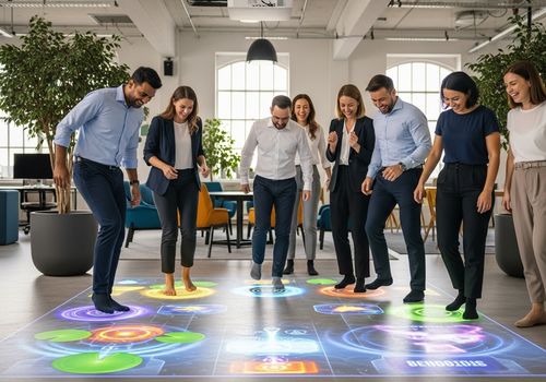 에 대한 최신 회사 뉴스 Interactive Floor Projection: How Gamified Content Transforms “Spectators” into “Players”