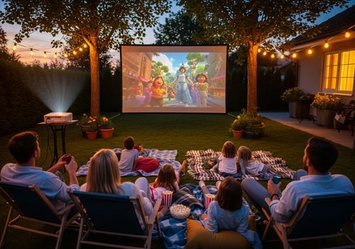 에 대한 최신 회사 뉴스 Creating a Dream Playground in Your Backyard: The Complete Guide to Using Outdoor Projectors